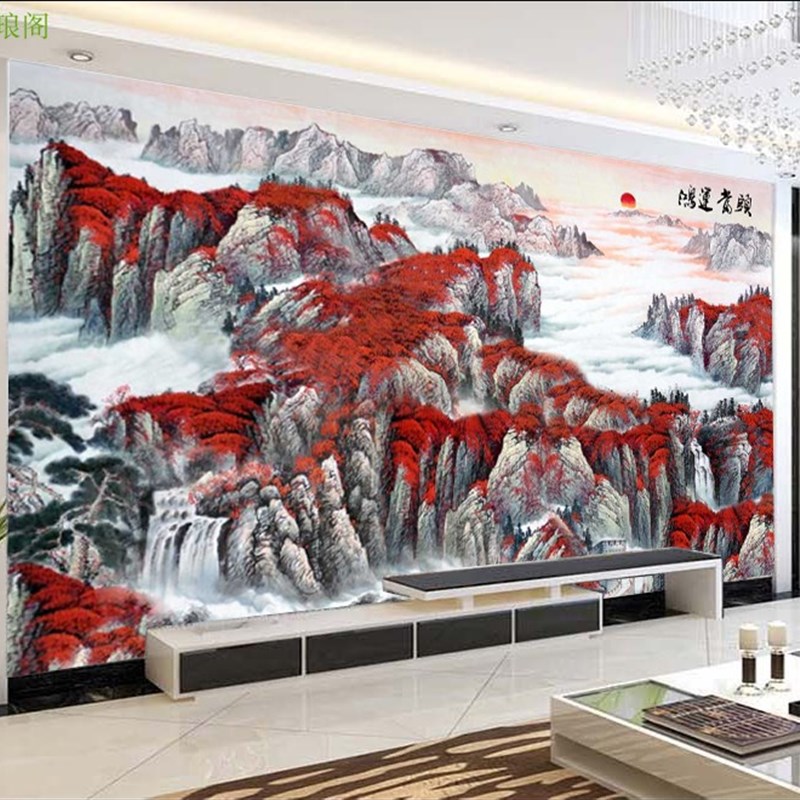 鸿运当头竹木纤维办公室沙发背景护墙板客厅电视影视集成墙板扣板
