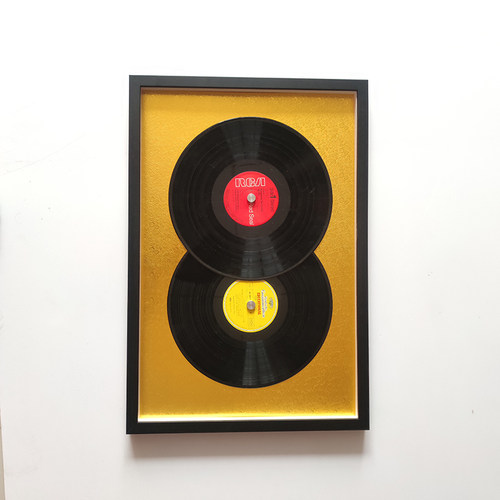 12寸黑胶唱片装裱框相框音乐CD专辑收纳简约现代实木挂墙展示架