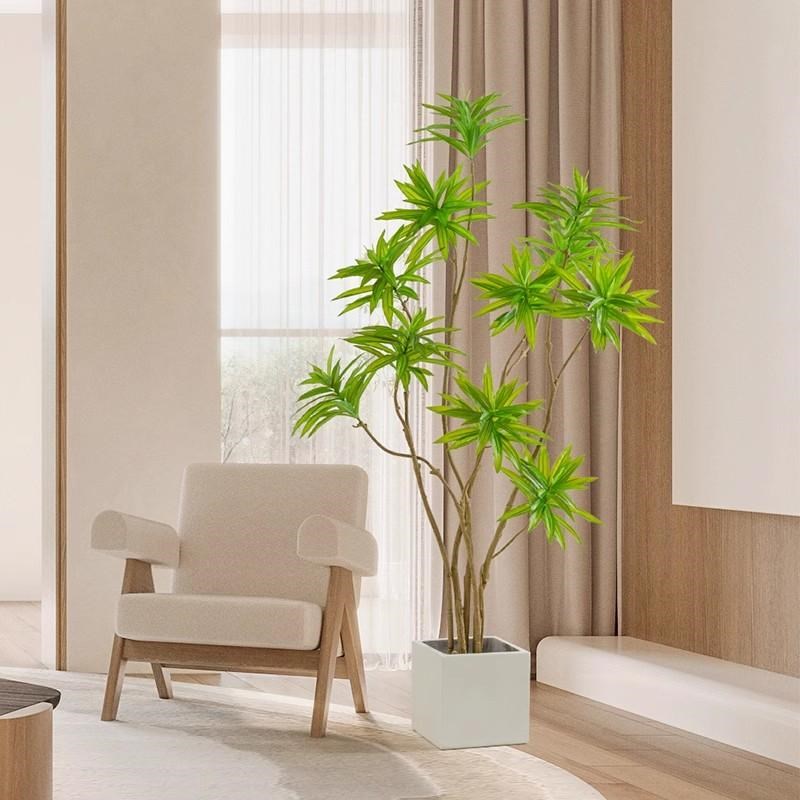 彷真绿色植物假花百合竹植物盆栽客厅电视柜落地高档装饰彷生树花
