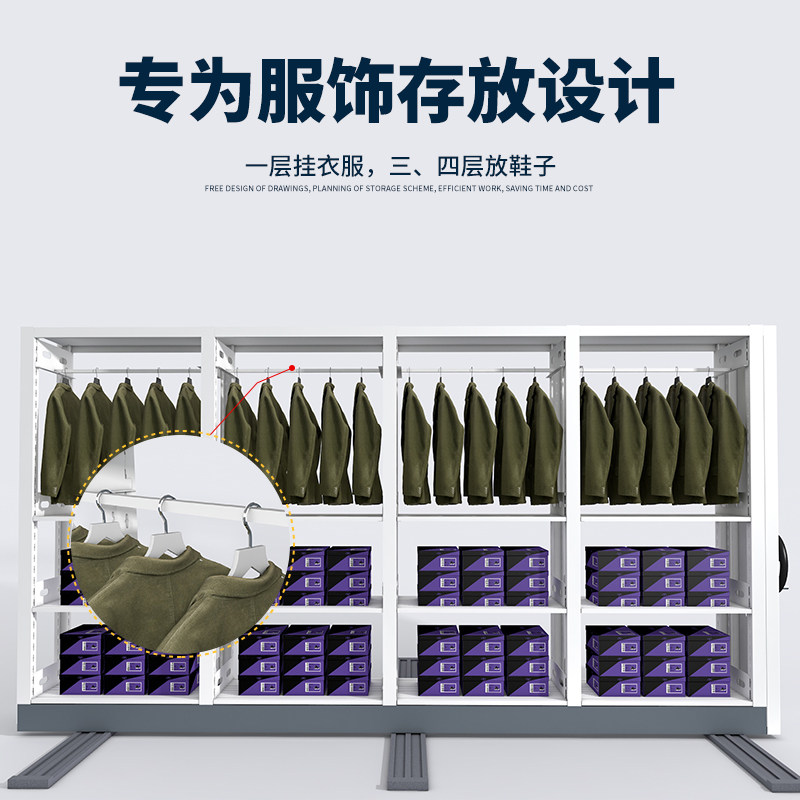 密集柜仓储存鞋挂衣密集架超市商场移动手摇式库房储物货架带轨道