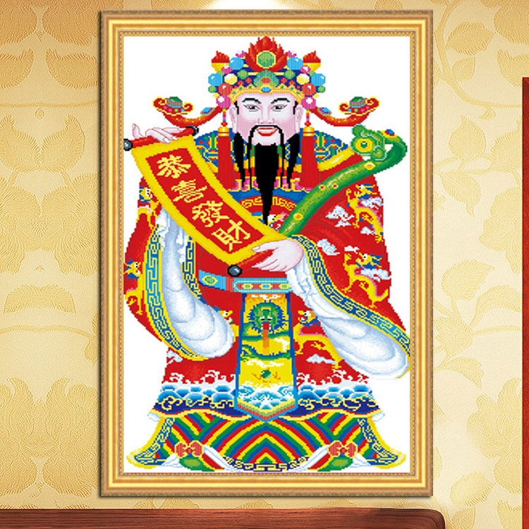 5d钻石画满钻财神爷粘沾钻十字绣招财钻石绣2023新款客厅恭喜发财