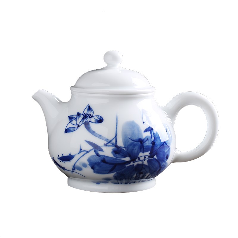 景德镇陶瓷茶壶过滤 手绘青花瓷功夫茶具泡茶器手抓小单壶红茶壶