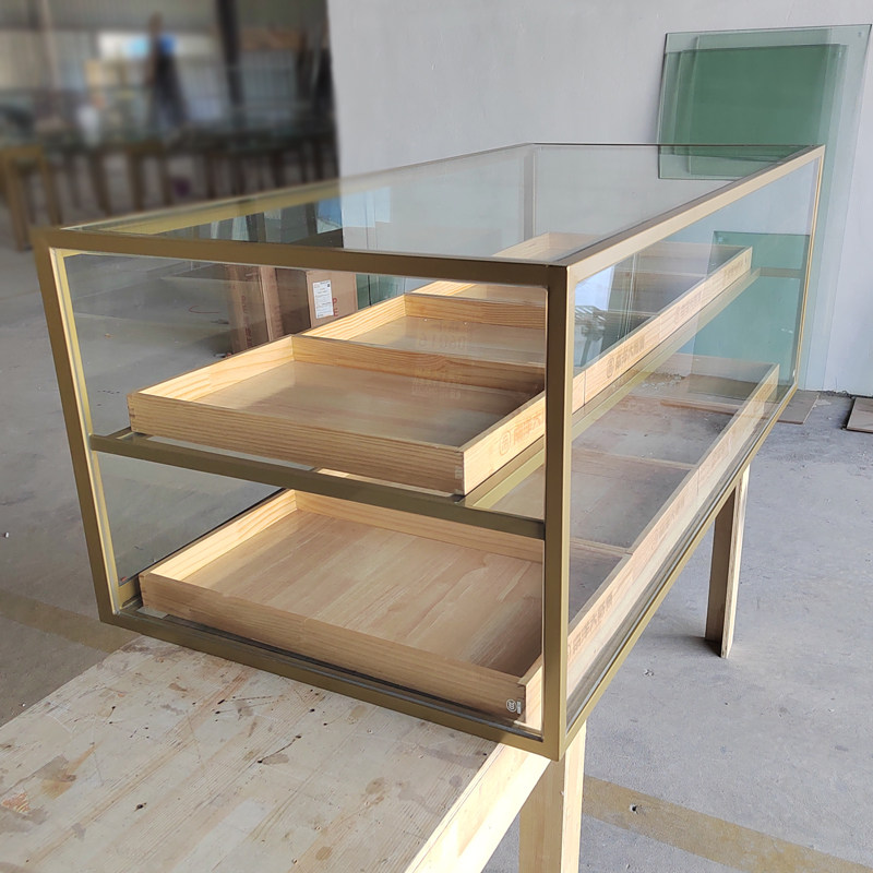 高档网红烘焙甜品奶茶店玻璃展示柜饼干糕点柜台桌面面包展示柜子