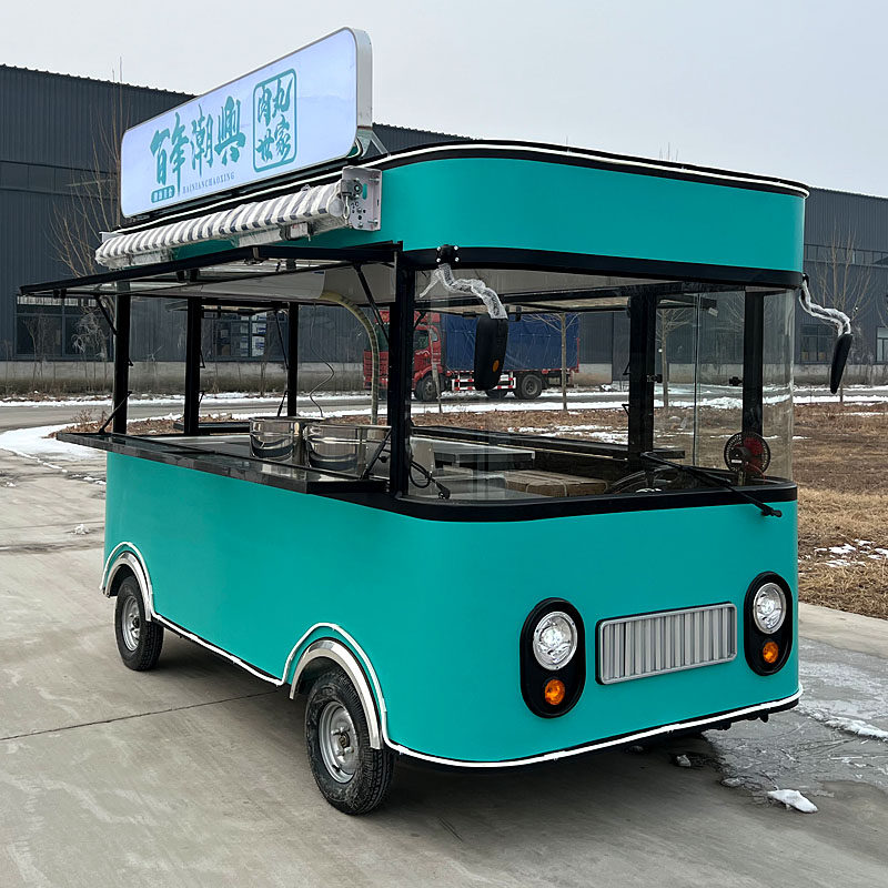 流动小吃车推车餐车多功能电动四轮冷饮烧烤商用摆摊车移动地摊车
