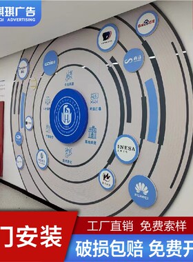 北京企业文化墙亚克力背景墙公司磁吸会议室墙面立体墙贴定制制作