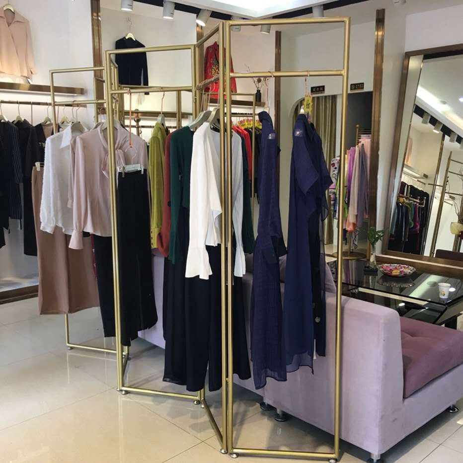 服装店展示架落地式挂衣架女装店货架牛仔裤展架折叠屏风隔断架子