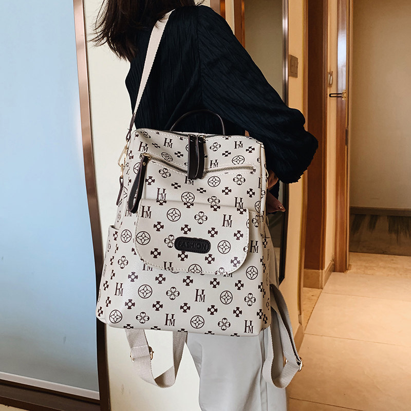 双肩包女2021年新款潮韩版百搭大容量书包背包旅行包时尚潮流大包