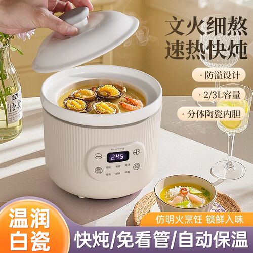 陶瓷电炖锅家用多功能煮粥熬粥专用副食品锅煲汤锅全自动炖盅养生