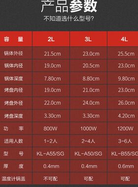 304不锈钢家用多功能小电火火锅分体迷你涮烤煮一体电热锅2-4-6人