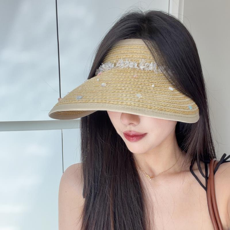 珍珠草帽女2026新款夏海边大帽檐防晒遮阳帽草编空顶可收纳太阳帽