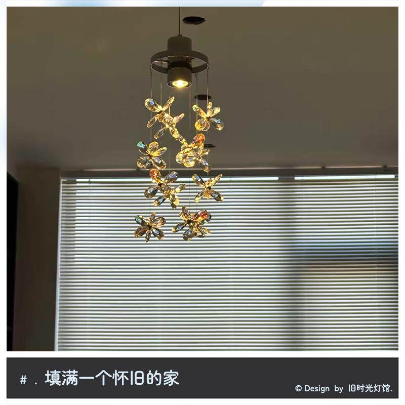 法式风轻奢卧室床头小吊灯高级感过道玄关走廊浪漫花瓣水晶吊灯