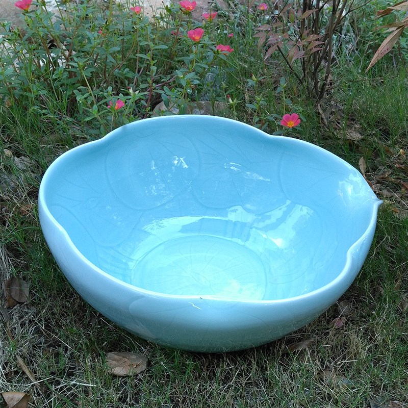 陶瓷睡莲花盆碗莲缸养鱼盆小桌面水缸水培盆家用荷花缸铜钱草水草
