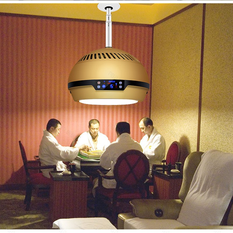 棋牌室空气净化器麻将室机器吸烟灯家用升降吊灯茶楼火锅店排烟机