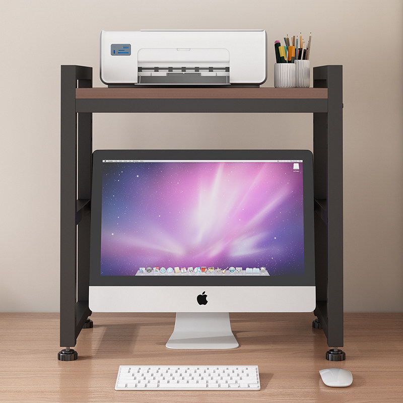 桌面可调节高度电脑显示器上方学生放小型打印机办公室收纳置物架