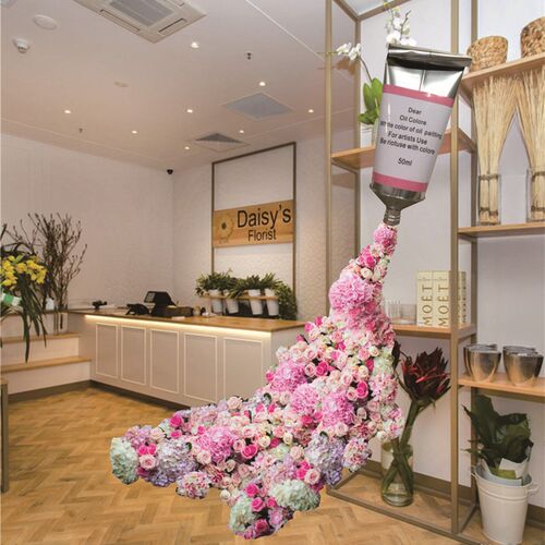 超大铝牙膏颜料管橱窗婚礼商场DP美陈场景装饰摆件陈列道具画架子