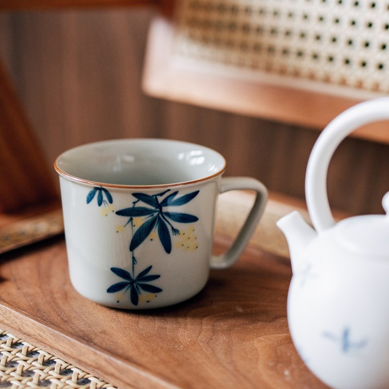 半宅新中式马克杯情侣对杯办公室水杯早餐牛奶陶瓷杯下午茶咖啡杯