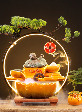 创意招财猫流水摆件办公室装饰循环水桌面前台店铺发财猫开业礼品