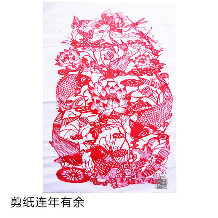 4开剪纸手工民俗红色宣纸刻纸成品中国风窗岁寒三友工艺品装饰画