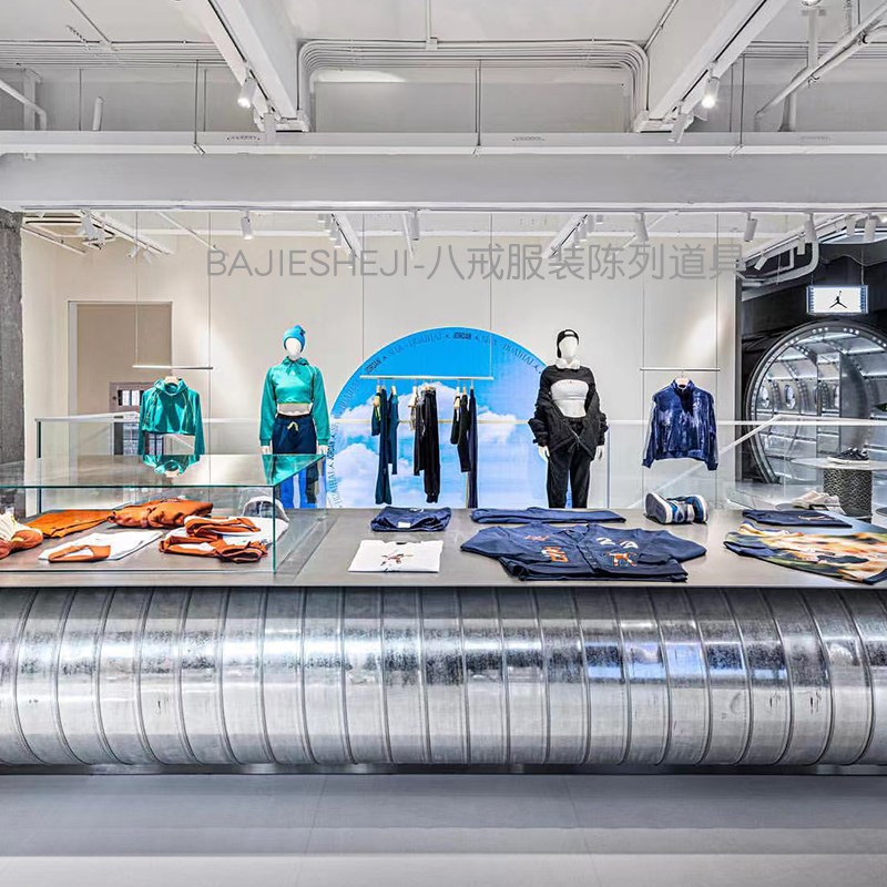 服装店流水台不锈钢落地式中岛摆台橱窗陈列架买手店设计款展示台