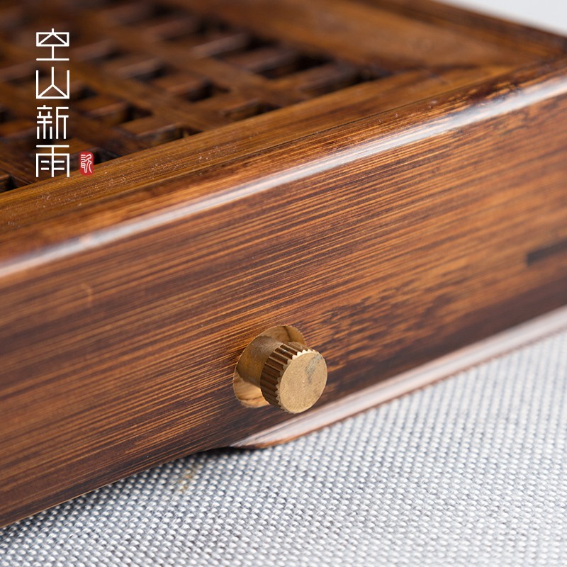 空山新雨实木茶盘家用功夫茶具套装大茶海托盘沥水简约竹底小茶台