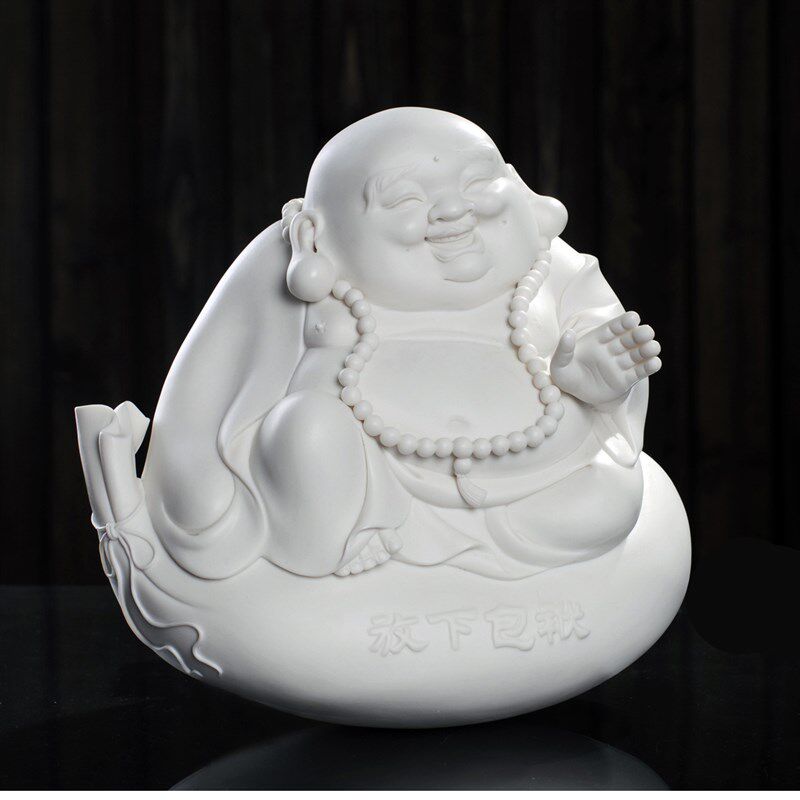 放下包袱 不倒翁弥勒笑佛摆件 德化白瓷个性弥勒家居装饰工艺品