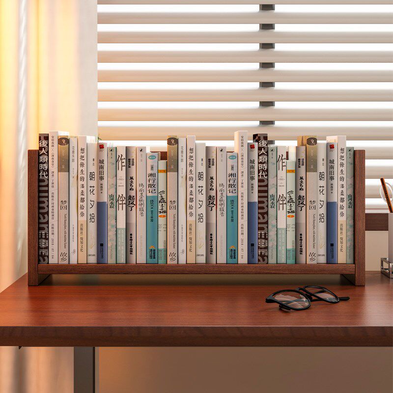 桌面置物架桌上书架办公室工位餐桌台面书桌简易小型收纳实木架子