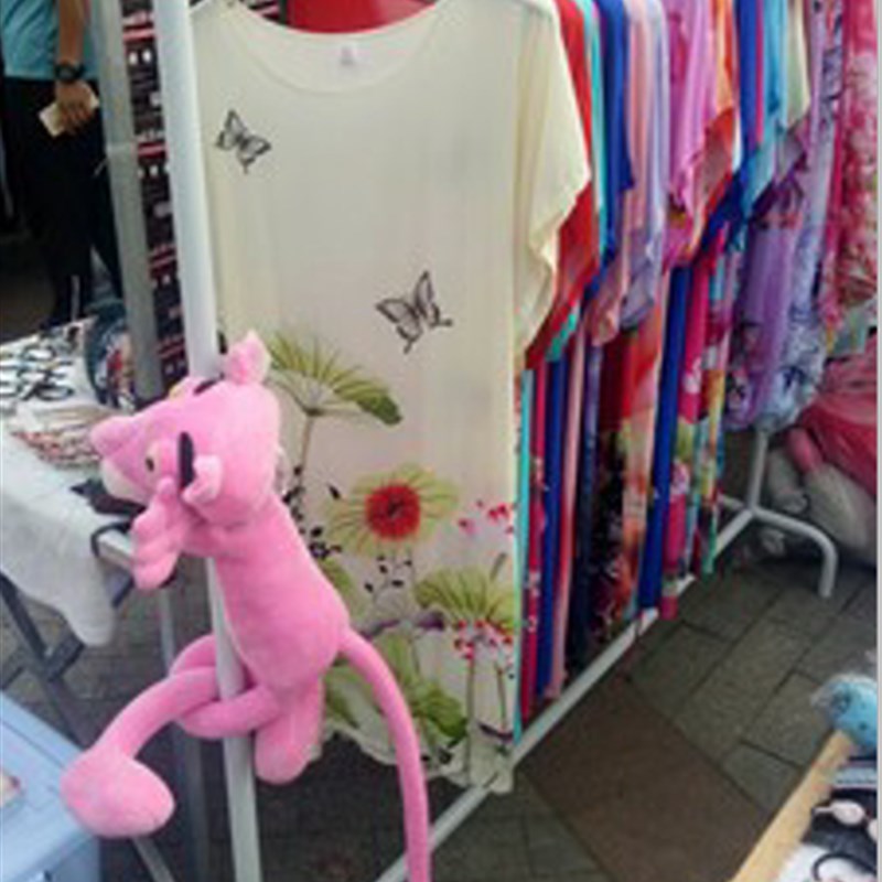 服装店展示架白色铁艺服装架子落地式童装中岛架简约女装店货架