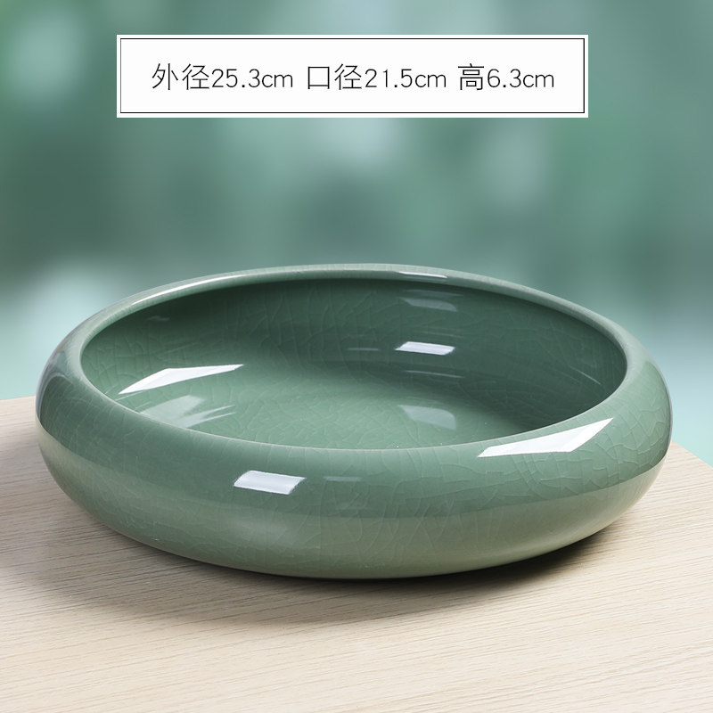 哥窑水培水仙花陶瓷花盆无孔铜钱草碗莲睡莲水培室内阳台创意多肉