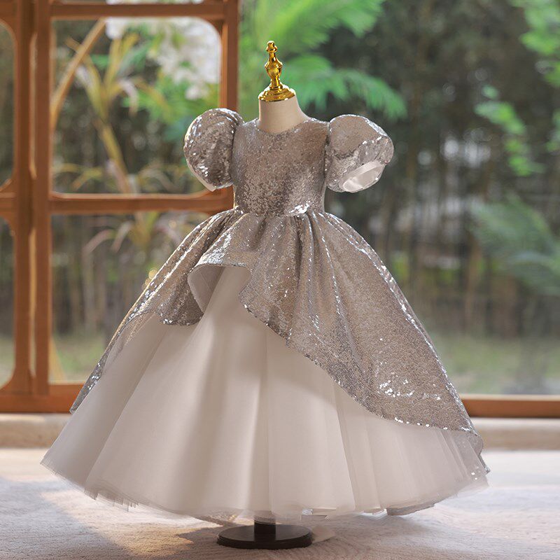 儿童主持人礼服女童花童生日公主裙小女孩轻奢小众高端钢琴演出服