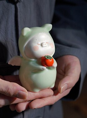 小猪诸事大吉陶瓷摆件可爱禅意招财家居饰品桌面工艺品生肖送礼物