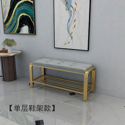 轻奢家用换鞋凳入户创意软包长凳北欧床尾凳一体换鞋门口试穿鞋凳