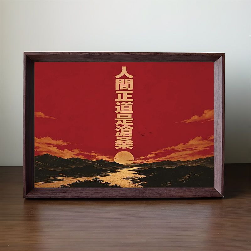 人间正道是沧桑日落山水相框图片