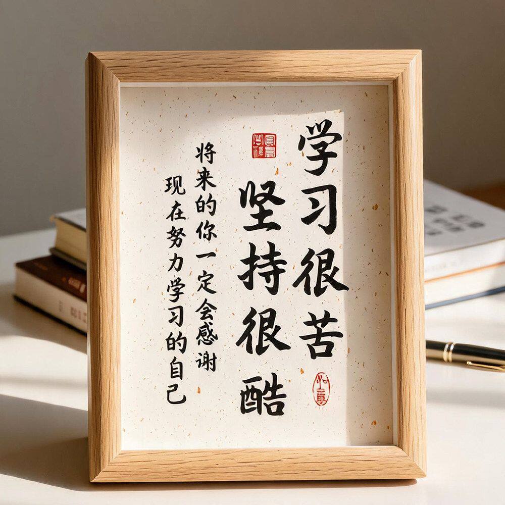 学习很苦坚持很酷励志书法相框