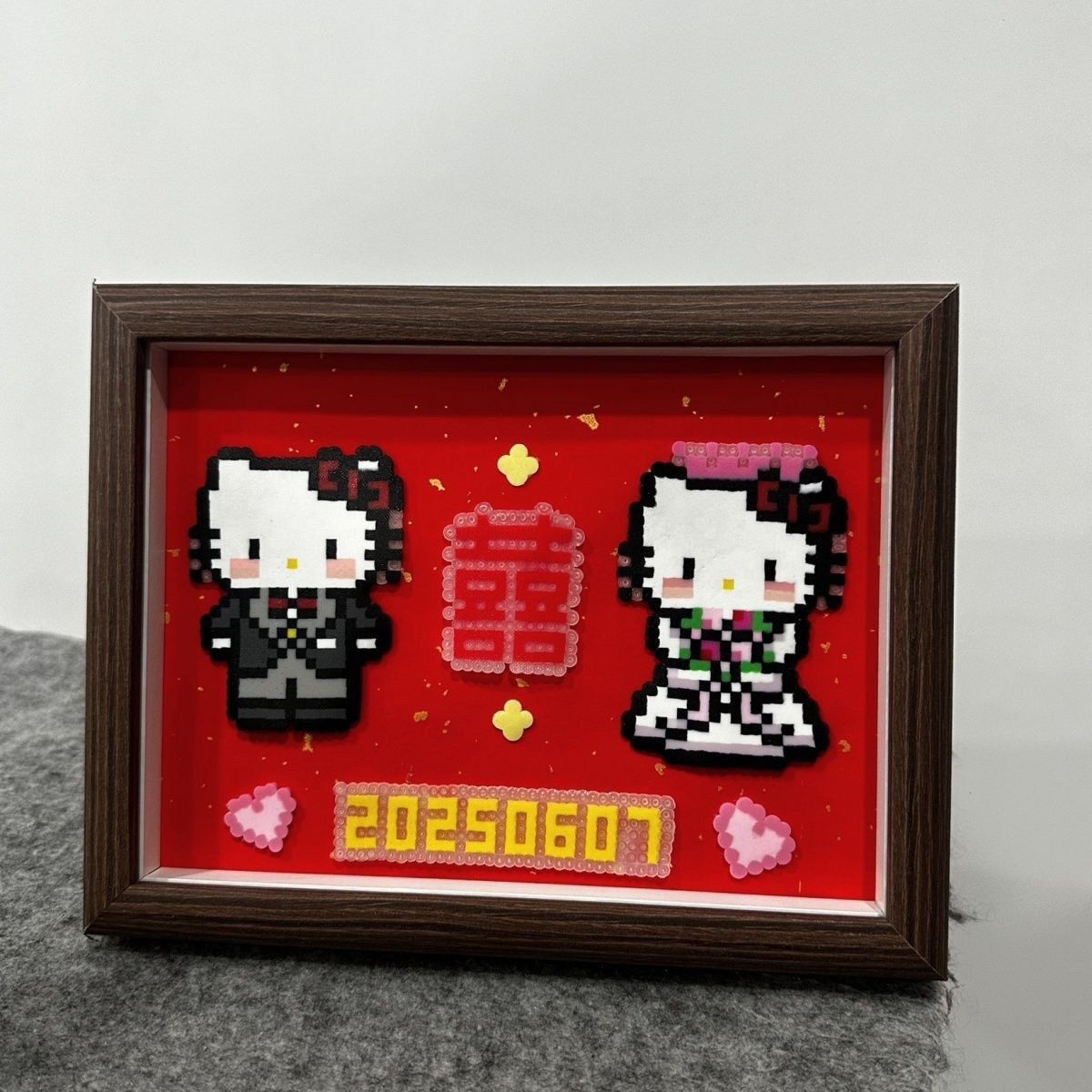HelloKitty拼豆相框定制喜字