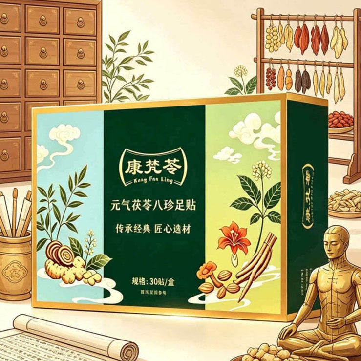 康梵苓元气茯苓八珍足贴老北京艾草生姜脚底去湿贴官方旗舰店正品