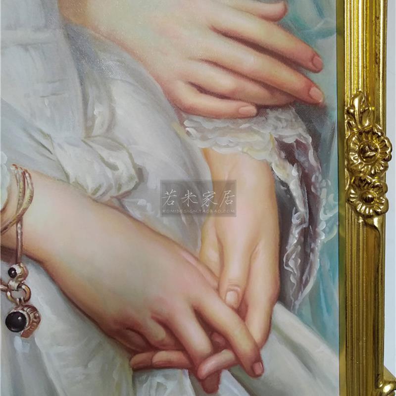 73x106亮金人物油画小女孩玄关索菲特酒店白婚纱店挂画双手油画