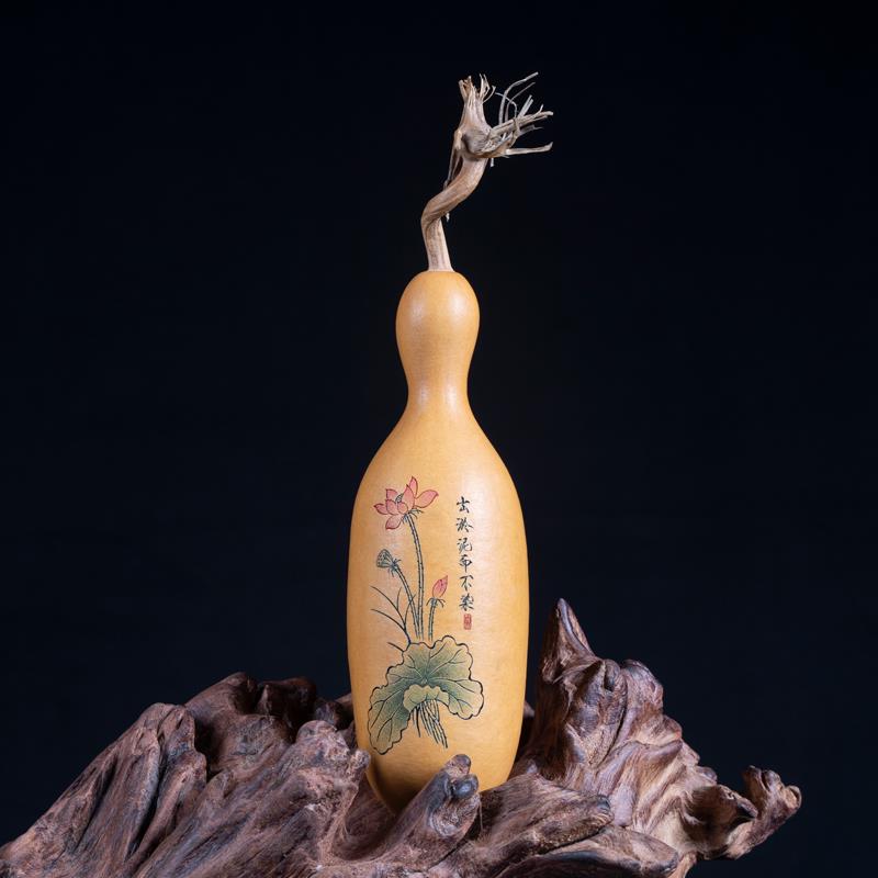 葫仙天然小葫芦手把件非遗手工雕刻针画手捻文玩瓶子胡芦家居摆件