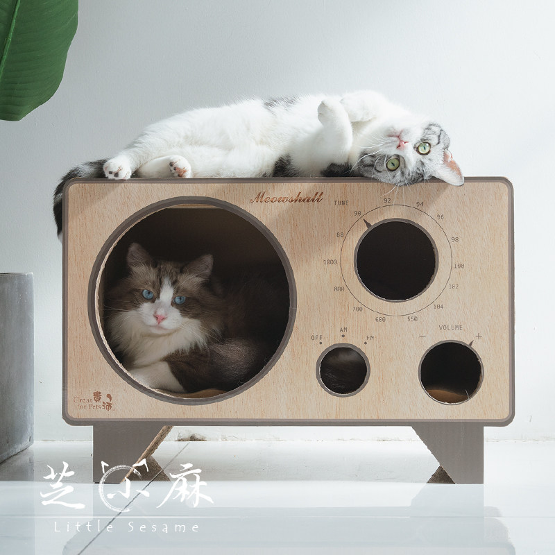 芝小麻 美式收音机瓦楞纸猫窝猫抓盆磨爪器大号猫咪猫玩具猫抓板