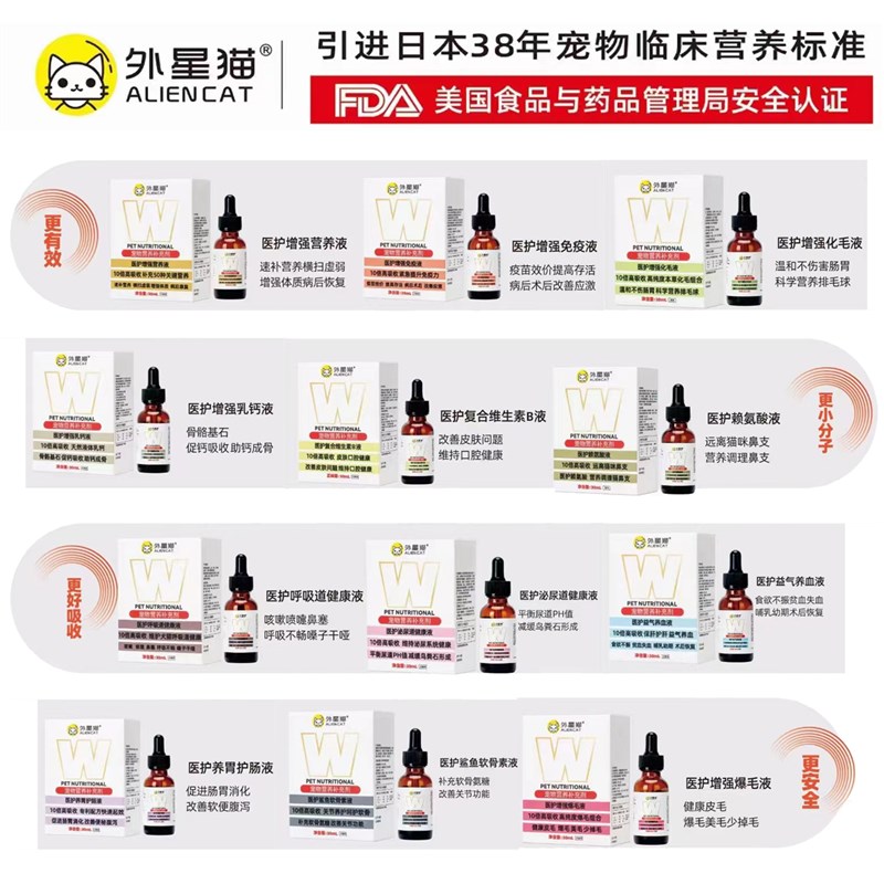 外星猫营养液猫狗超浓缩赛级化毛防掉毛油美毛磷虾油益生菌乳钙油