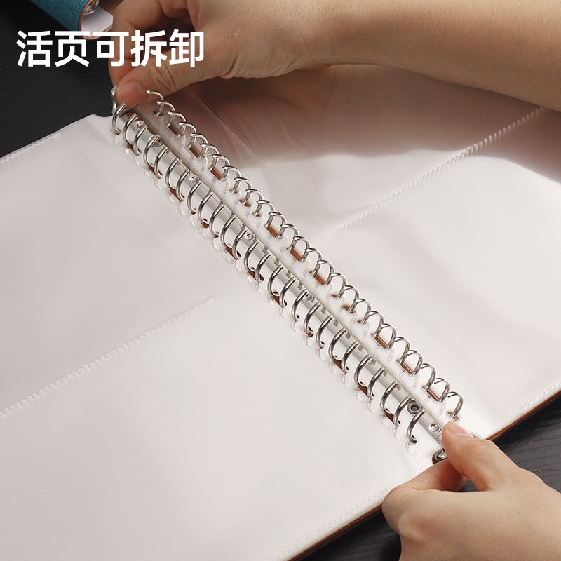 A5皮面活页文件夹试卷收纳袋资料册多层B5透明插页乐谱孕检资料收图片