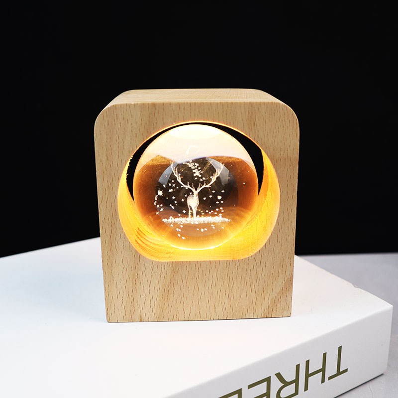 水晶球周年庆工艺品定制图案刻字桌面装饰卧室摆件小夜灯生日礼物