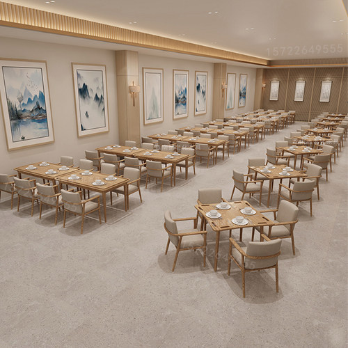 适老化餐桌椅实木桌子养老院日间照料老年人餐椅医养康养饭厅家俱
