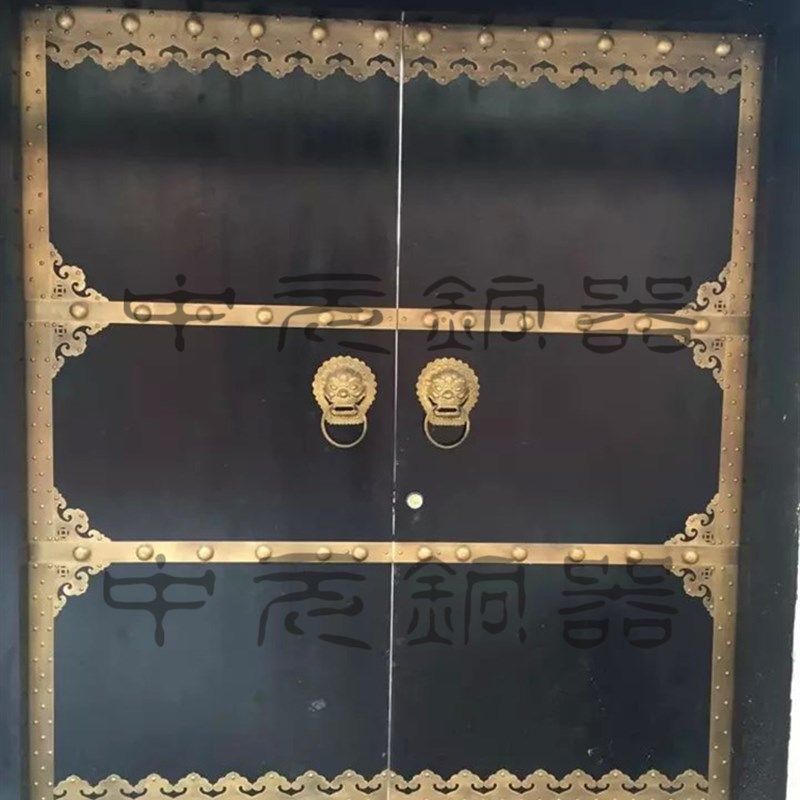 仿古大门纯铜配件大门铜活兽首拉环大门泡钉角花压条门栓铜条