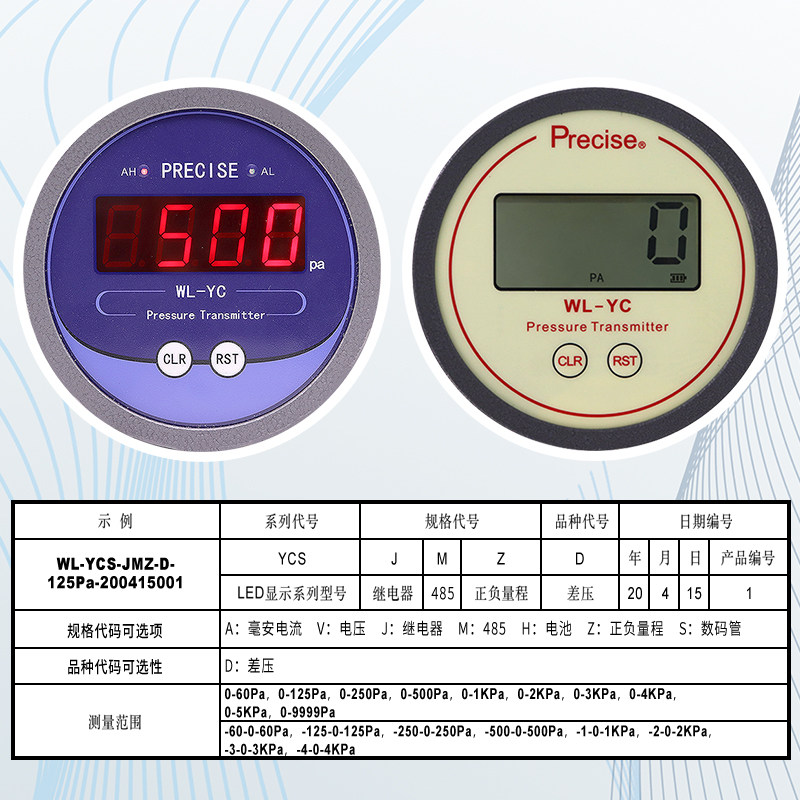 高精度差压变送器智能数字显示压差表继电器控制输出声光报警数显