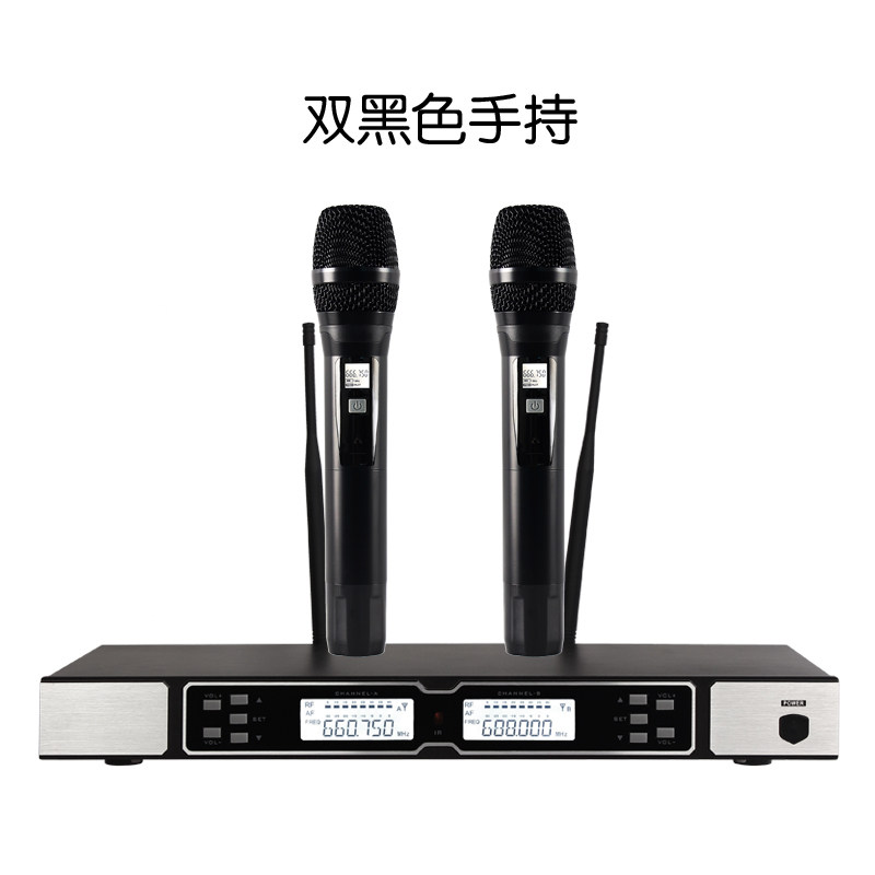 UHF调频一拖二无线麦克风专业舞台演出头戴领夹式会议座话筒