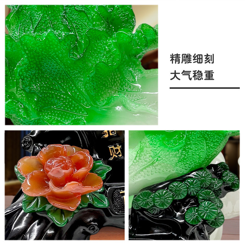 新中式牡丹花百财白菜家里客厅电视柜酒柜家居饰品工艺品摆件摆设