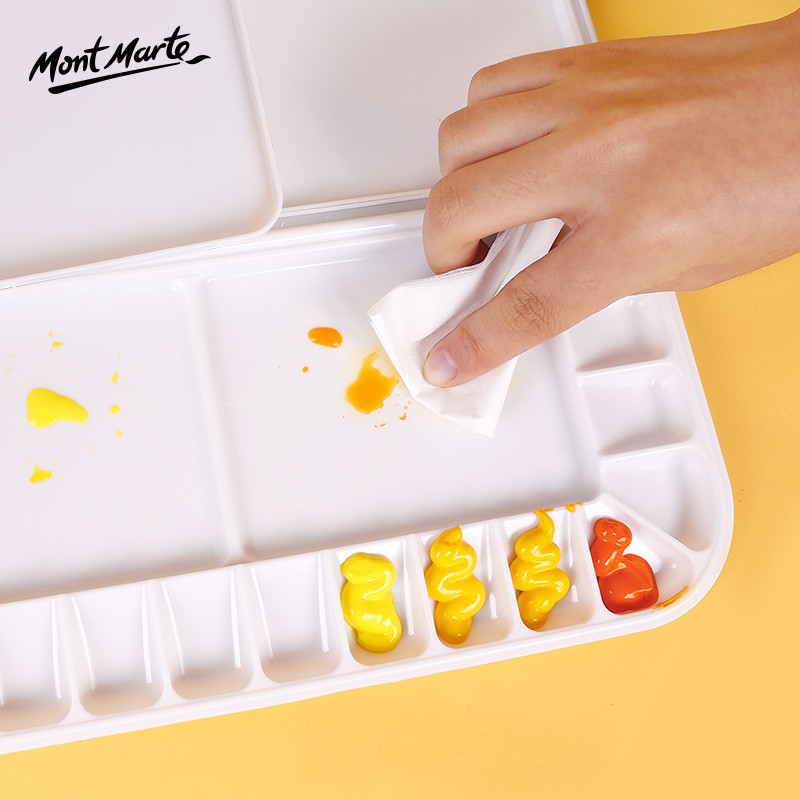 蒙玛特 塑料翻盖折叠手握水彩水粉丙烯颜料调色盒调色盘密封调色