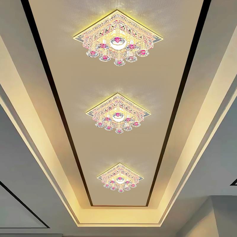 led方水晶过道灯走廊走道灯玄关门厅阳台灯吸顶水晶灯射灯筒灯具