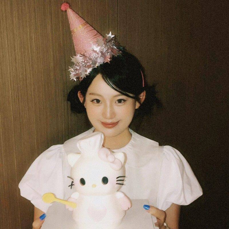文艺超闪粉色星星流苏生日帽女氛围感少女派对拍照道具头饰头箍