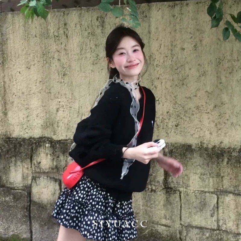 甜美网纱波点丝巾芭蕾风2025新款百搭丝带飘带系脖领巾系带围巾女